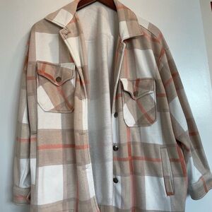 Nasty Gal Tan & Cream Lightweight Shirt Jacket